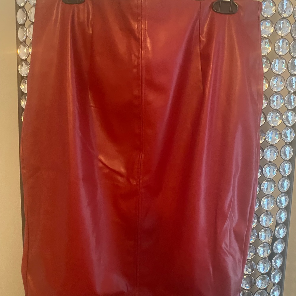 Brand New Red Hot Faux Leather Skirt.